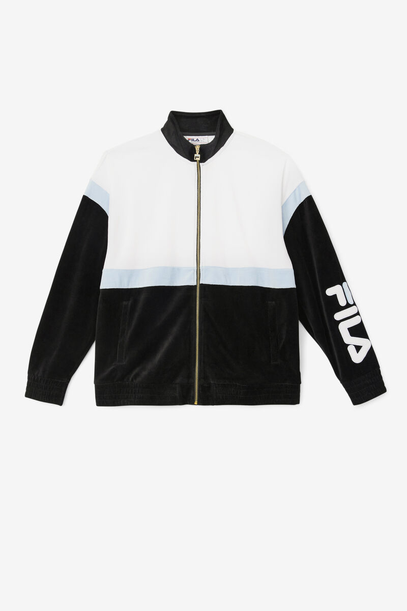 Fila Mansur Velour Jacket Black / White | FzC44PWatUt