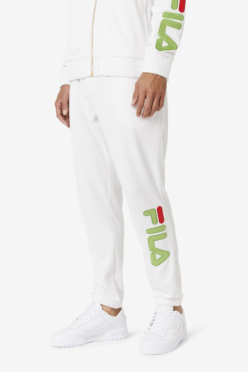 Fila Mansur Velour Pant White / Green / Red | WeFfOSC8ReV