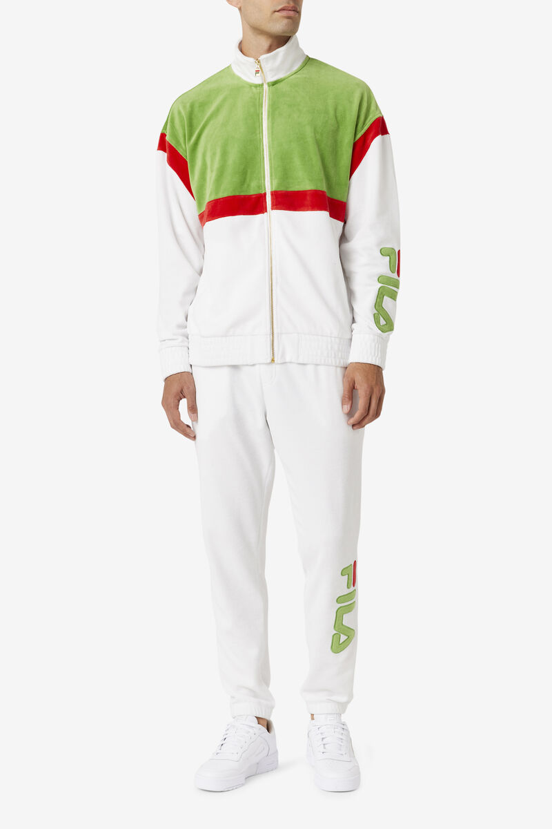 Fila Mansur Velour Pant White / Green / Red | WeFfOSC8ReV