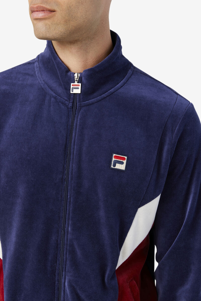 Fila Marten Velour Jacket Navy / White | 9skODekIfSm