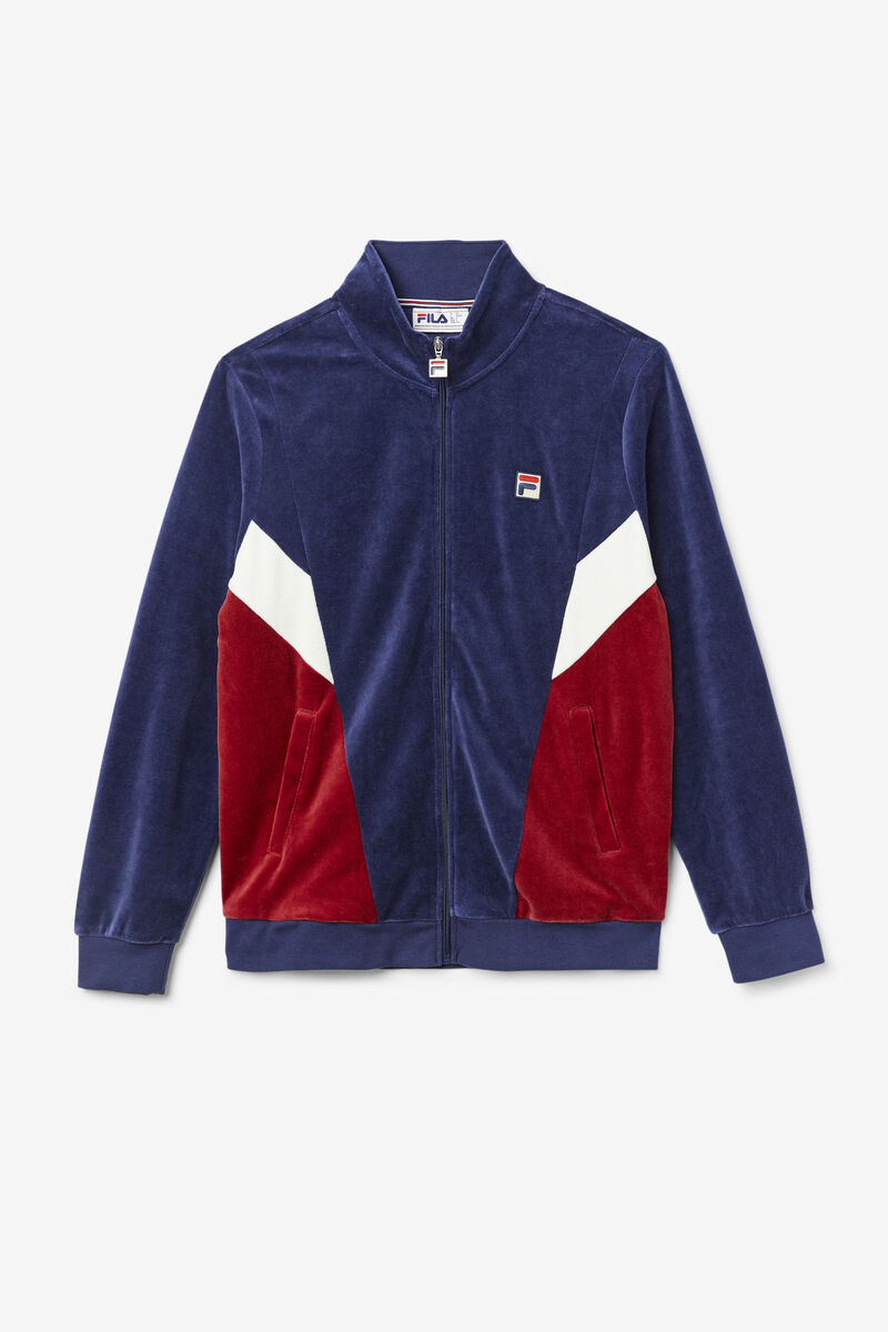 Fila Marten Velour Jacket Navy / White | 9skODekIfSm