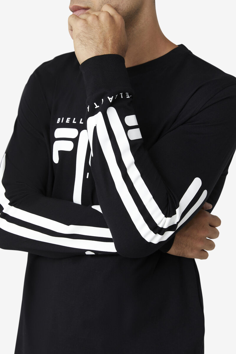 Fila Martino Long Sleeve Black / White | NGm4igsCelK