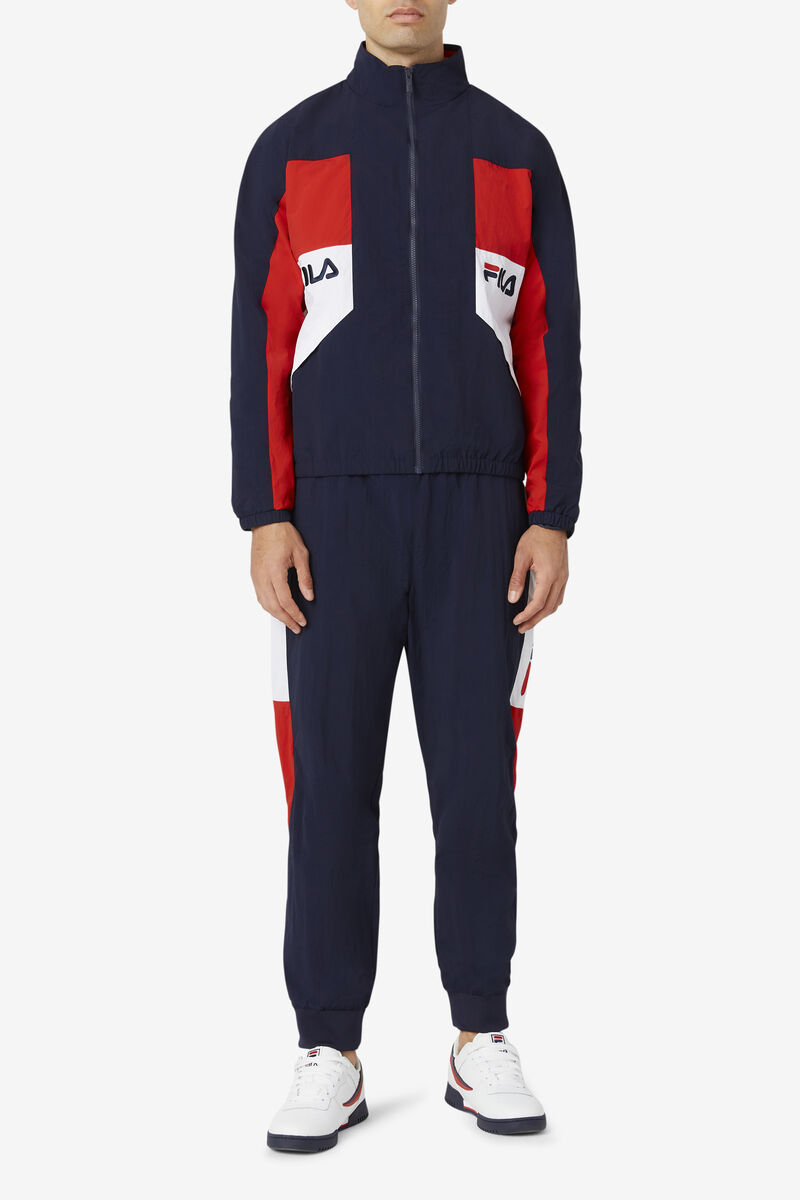 Fila Obasi Wind Jacket Navy / Red / White | y5Z93GbVkt3