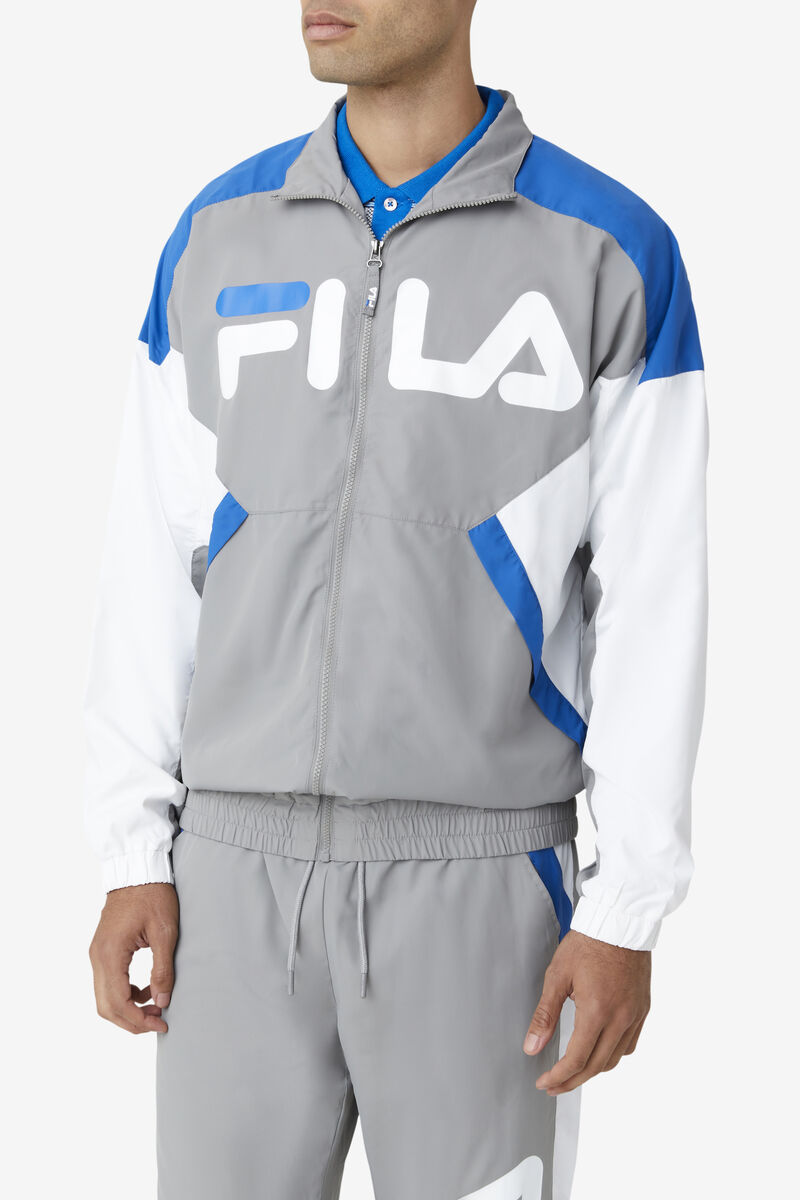 Fila Oliviero Wind Jacket Grey / White / Blue | bbBd31Sozui