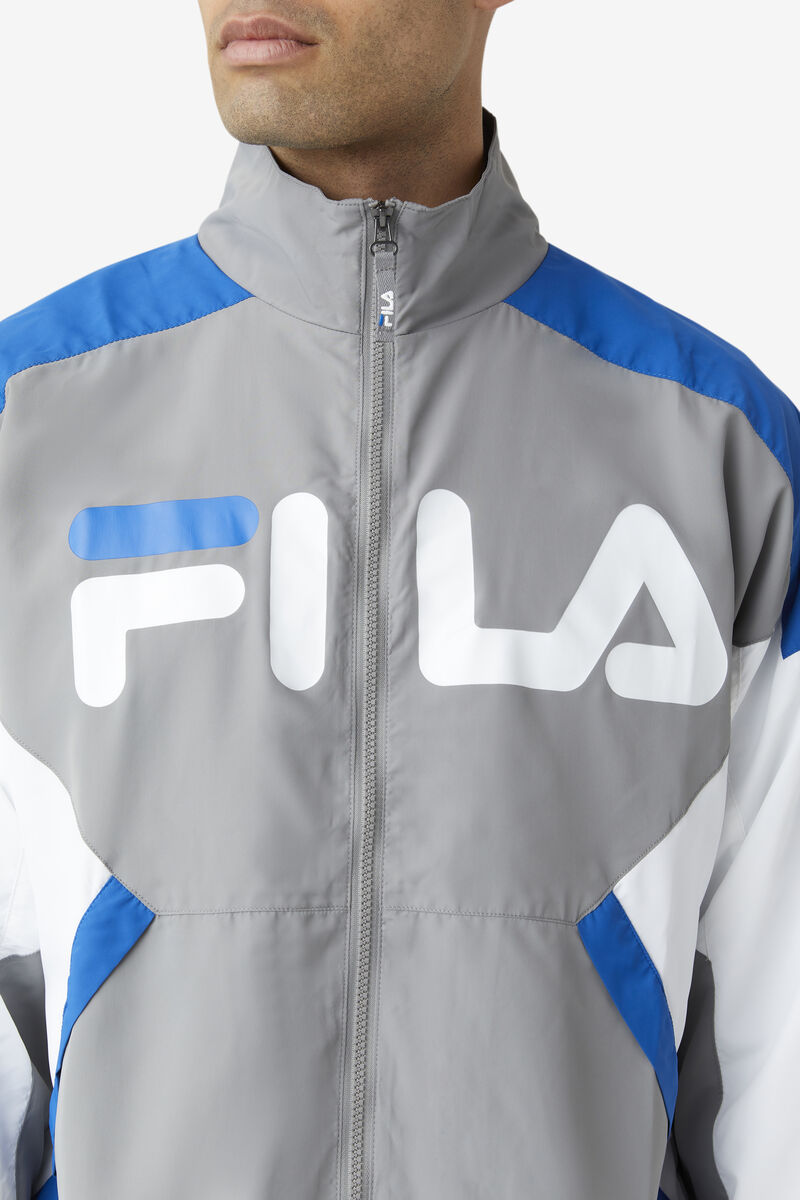 Fila Oliviero Wind Jacket Grey / White / Blue | bbBd31Sozui