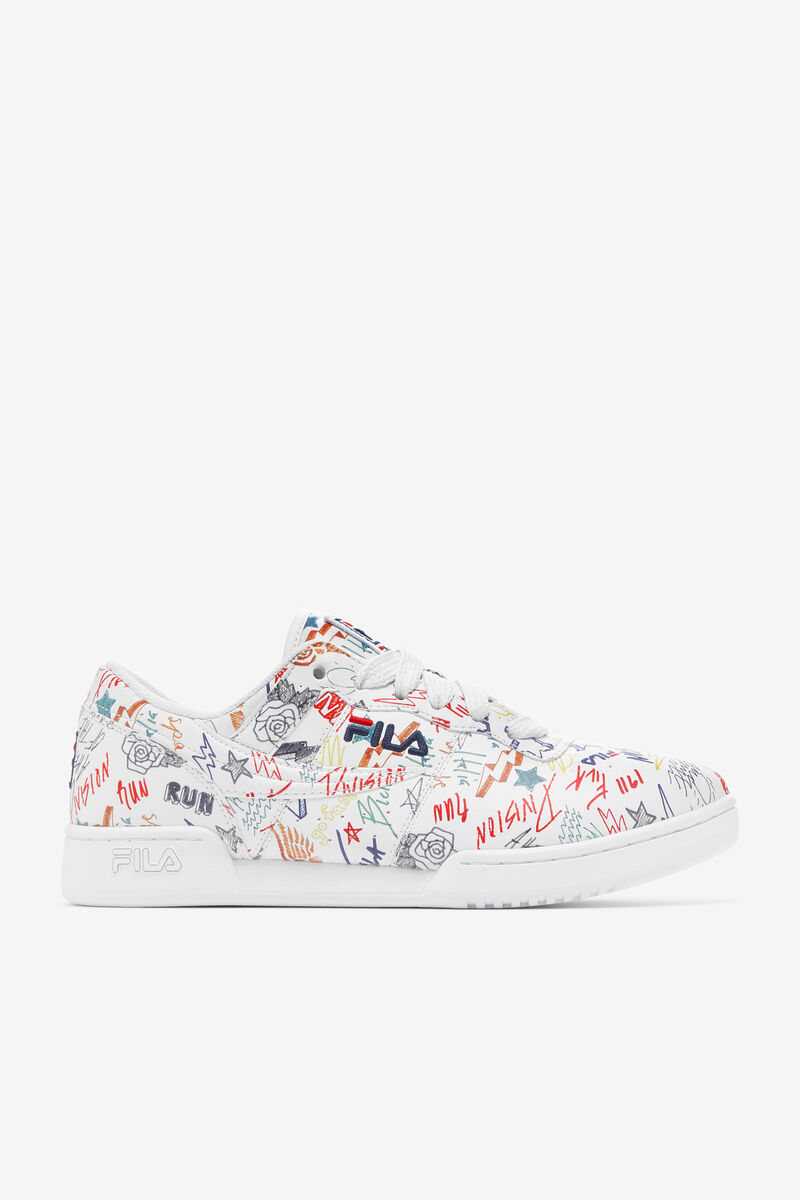 Fila Original Fitness Scribbles Graffiti Shoes | Fila White / Navy / Multicolor | yOnavCLjzTx