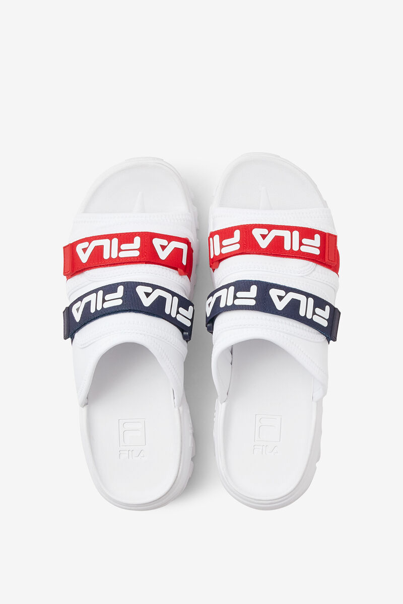 Fila Outdoor Slide White / Navy / Red | O3MjBpiF3bz