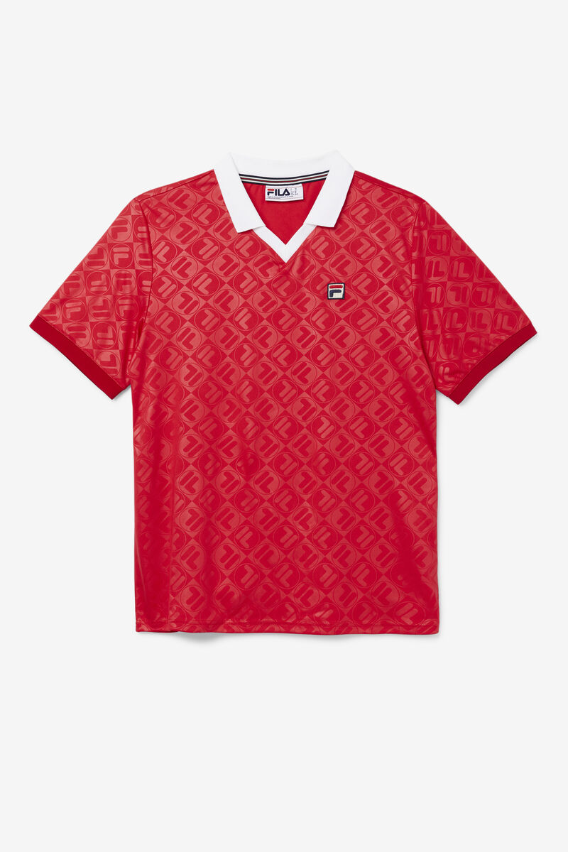 Fila Paxton Johnny Collar Polo Red / White | 6Ph8JICq2bS