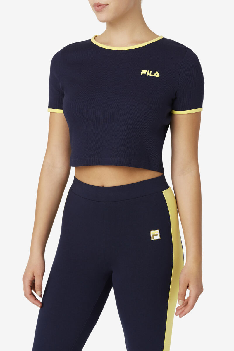 Fila Perla Crop Top Navy | KIQgkaUeThG