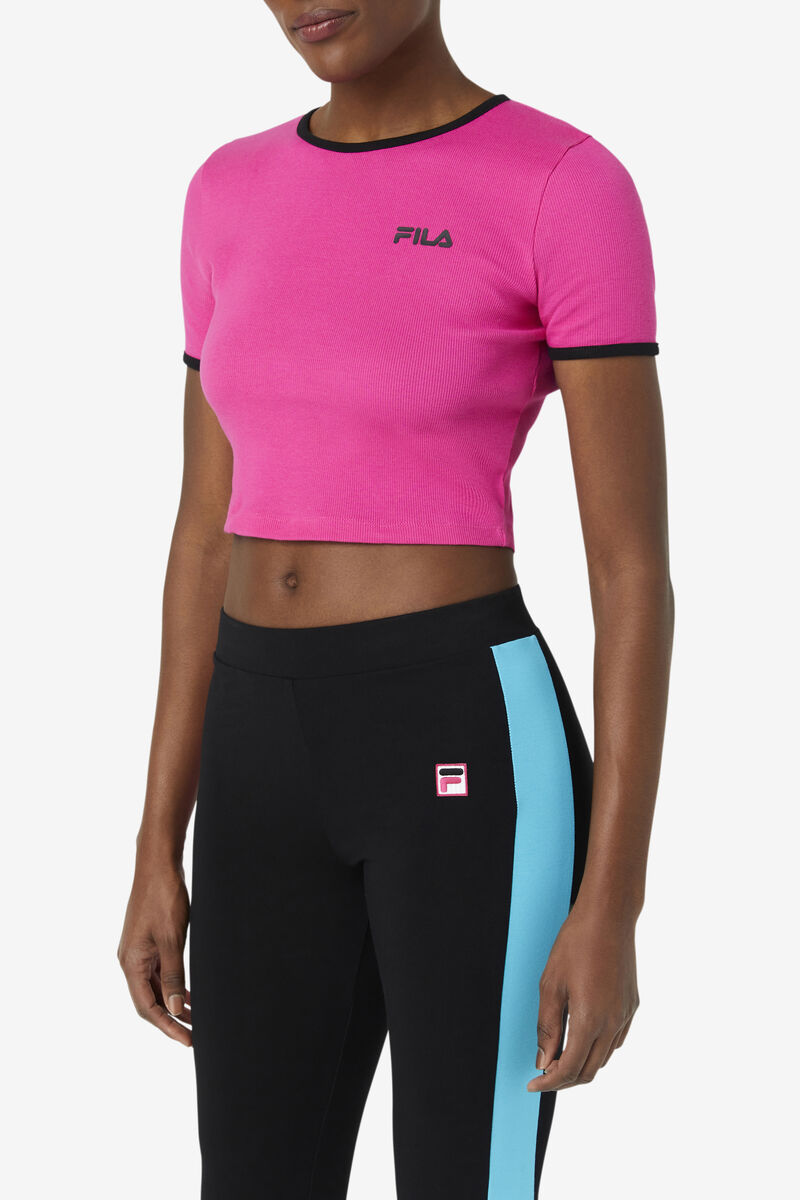 Fila Perla Crop Top Pink / Black | EBEF5IwyGbq