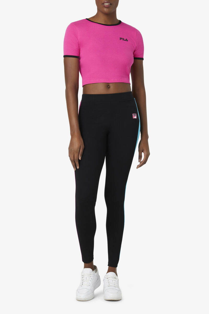 Fila Perla Crop Top Pink / Black | EBEF5IwyGbq