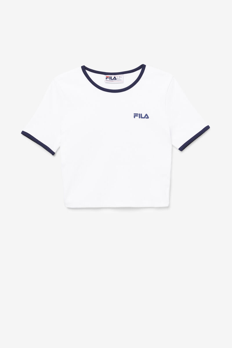 Fila Perla Crop Top White / Navy | Gs4JCl89PyV