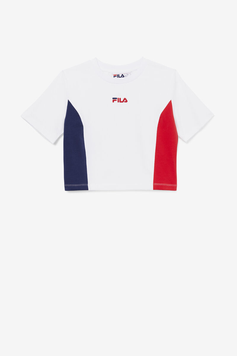 Fila Piera Crop Top White / Red / Navy | ZjbrSzVCKQu