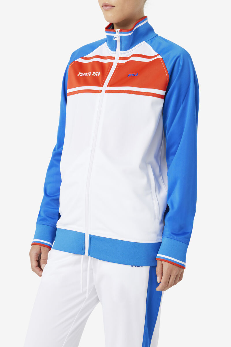 Fila Puerto Rico Track Jacket White / Blue / Red | 1rTYYIFCi26