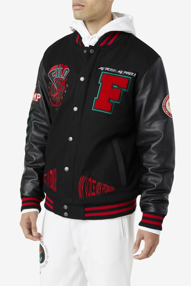 Fila Raddix Varsity Jacket Black / Red / Green | 7eLfdSQOvla