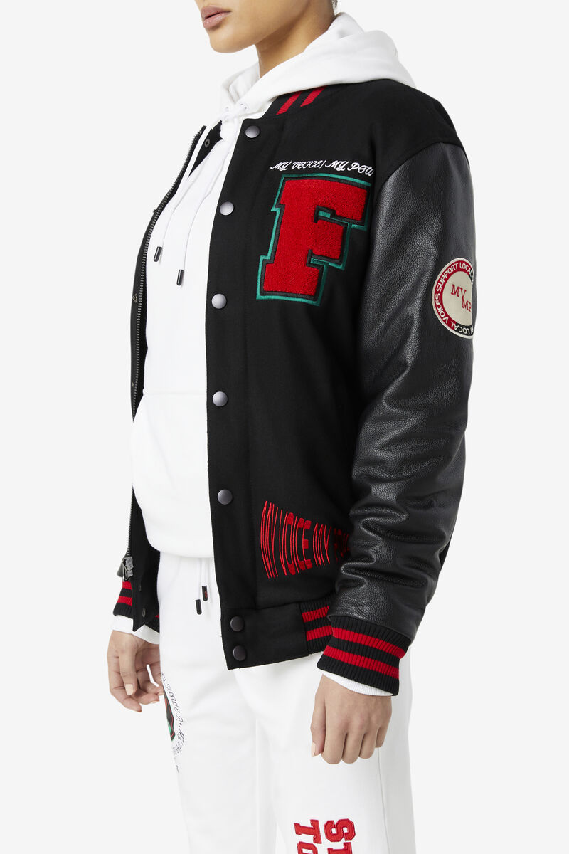 Fila Raddix Varsity Jacket Black / Red / Green | 7eLfdSQOvla