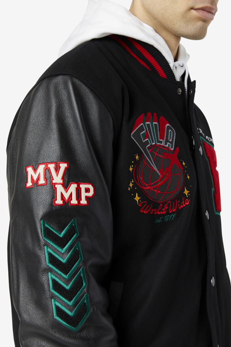 Fila Raddix Varsity Jacket Black / Red / Green | 7eLfdSQOvla