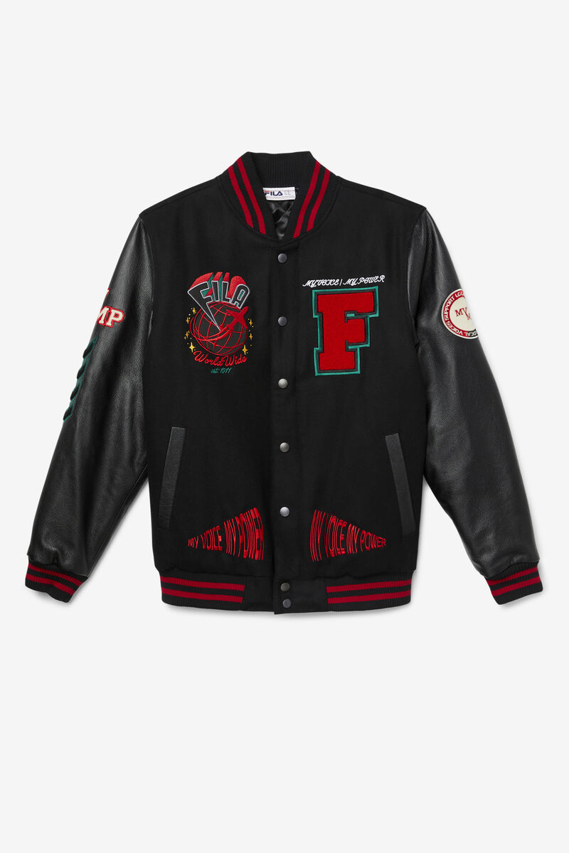 Fila Raddix Varsity Jacket Black / Red / Green | 7eLfdSQOvla