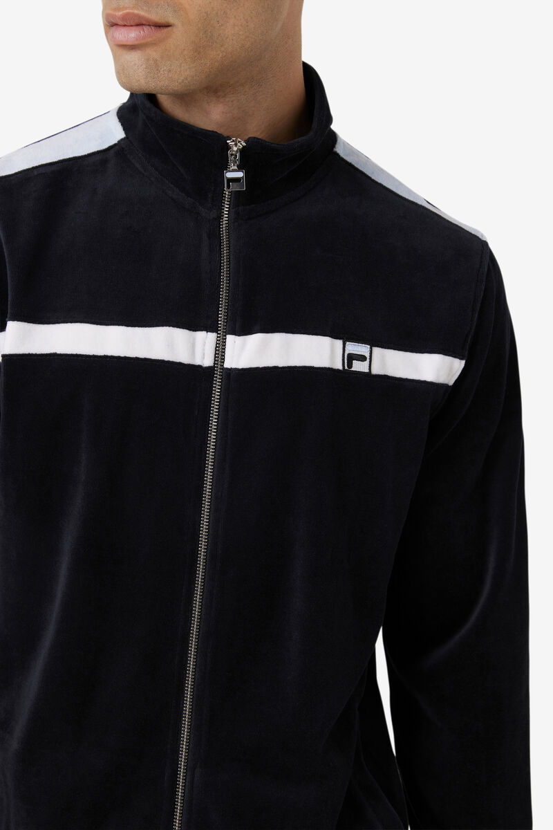 Fila Ravid Velour Jacket Black / White | 7mlvKjabt6b