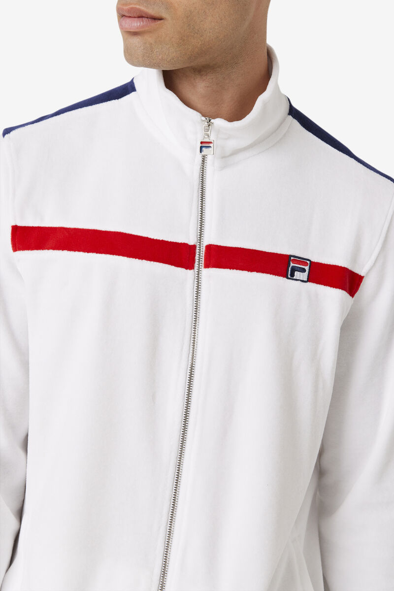 Fila Ravid Velour Jacket White / Red / Navy | J5lkvezeaav