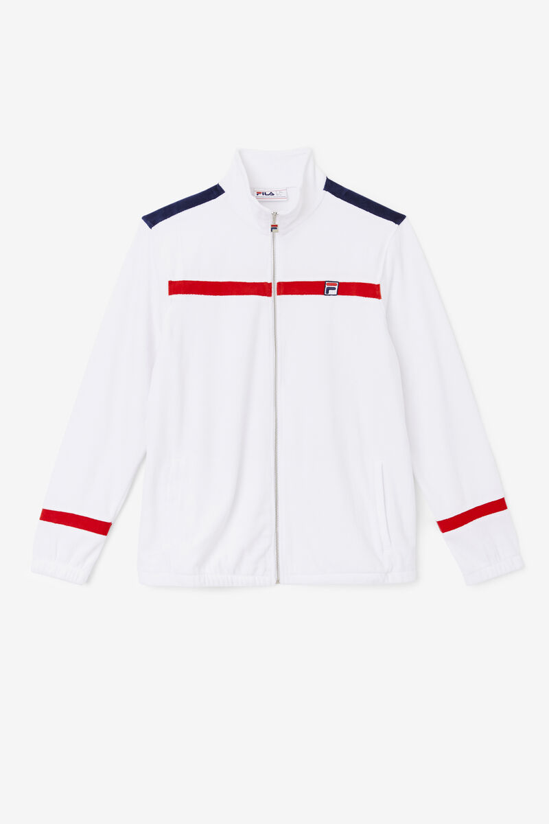 Fila Ravid Velour Jacket White / Red / Navy | J5lkvezeaav