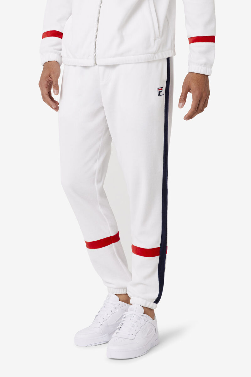 Fila Ravid Velour Pant White / Navy / Red | DHUUXNijEKh