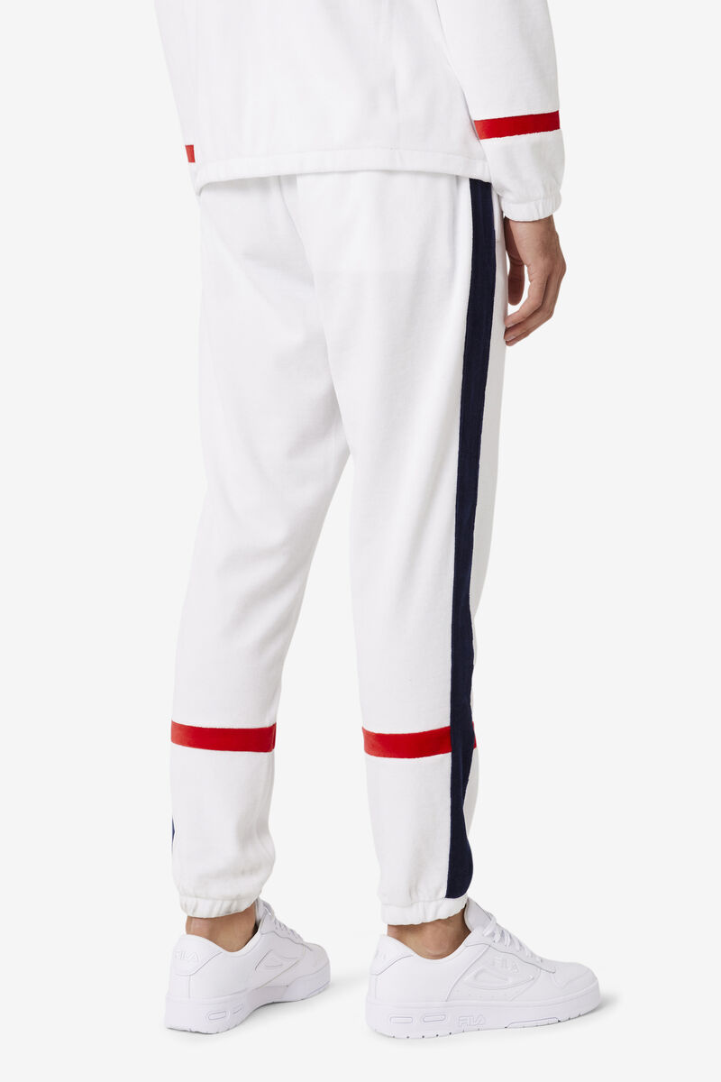 Fila Ravid Velour Pant White / Navy / Red | DHUUXNijEKh