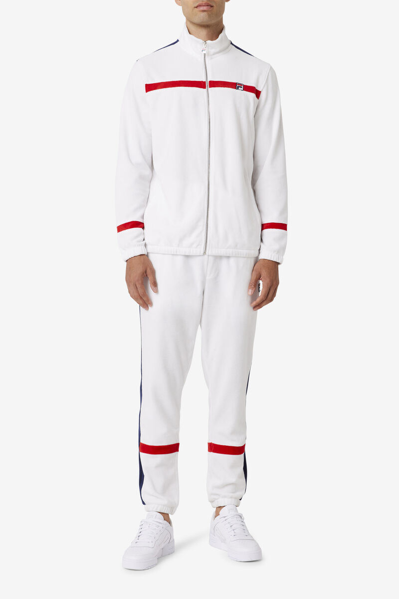 Fila Ravid Velour Pant White / Navy / Red | DHUUXNijEKh