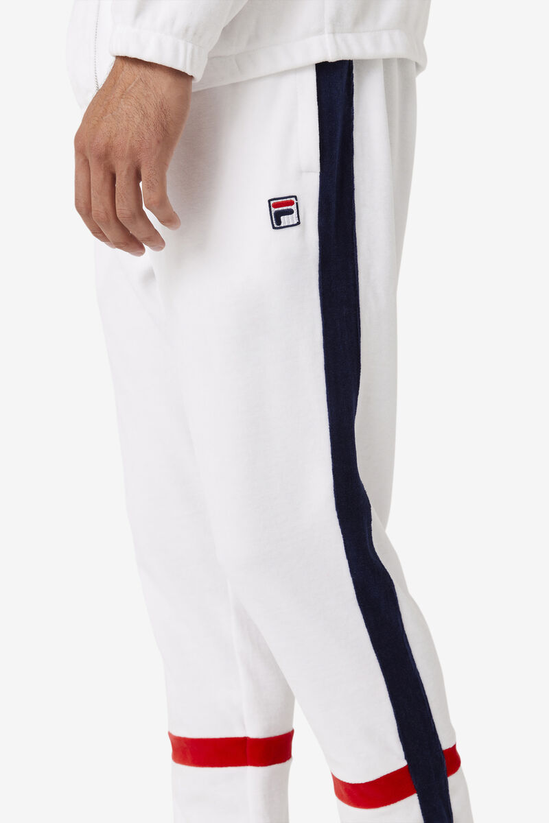 Fila Ravid Velour Pant White / Navy / Red | DHUUXNijEKh