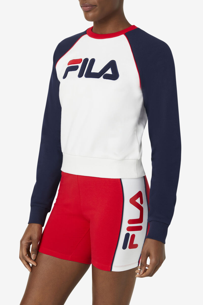 Fila Riccarda Sweatshirt White / Navy / Red | Lri1WfW4xri