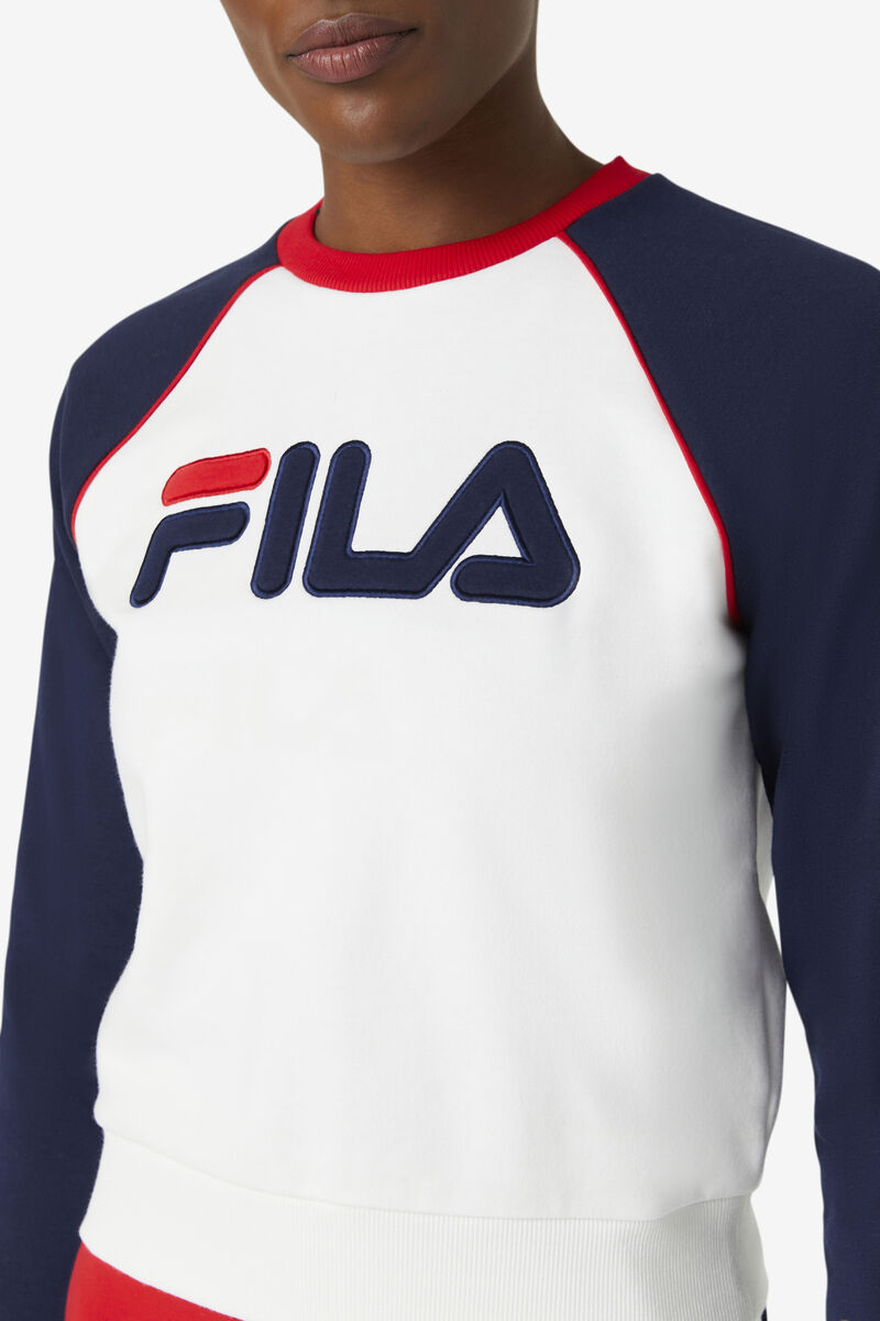 Fila Riccarda Sweatshirt White / Navy / Red | Lri1WfW4xri