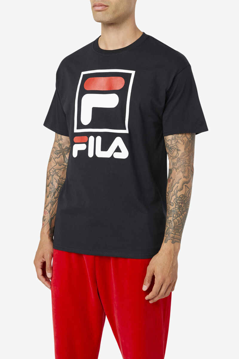 Fila Stacked Shirt Black / White / Red | VkKIZfn8owu