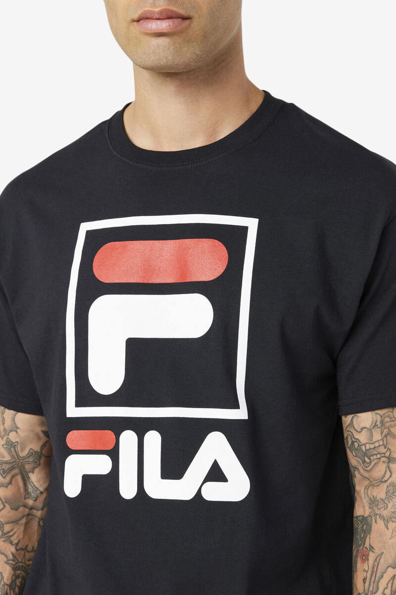 Fila Stacked Shirt Black / White / Red | VkKIZfn8owu