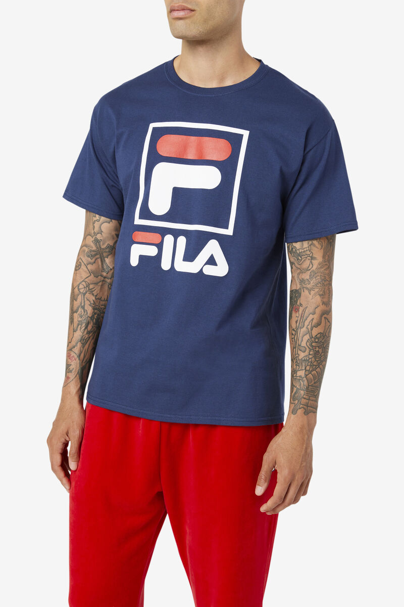 Fila Stacked Shirt Navy / White / Red | IsAbXBsy26g