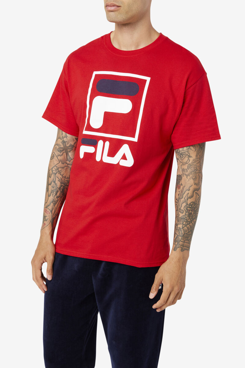 Fila Stacked Shirt Red / White / Navy | zvQ6EL2LNjf