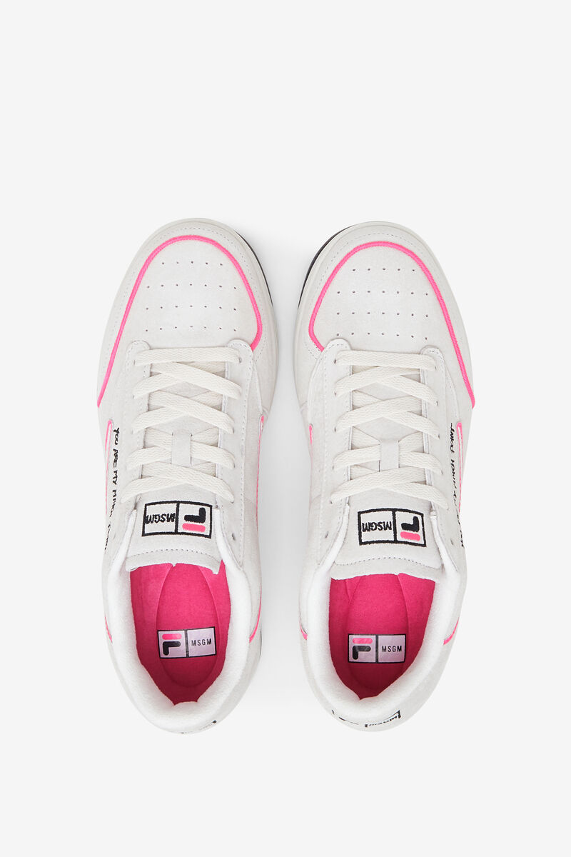 Fila Tennis 88 Premium X Msgm Designer Sneakers | Fila White / Black / Pink | 1smngtIawJr