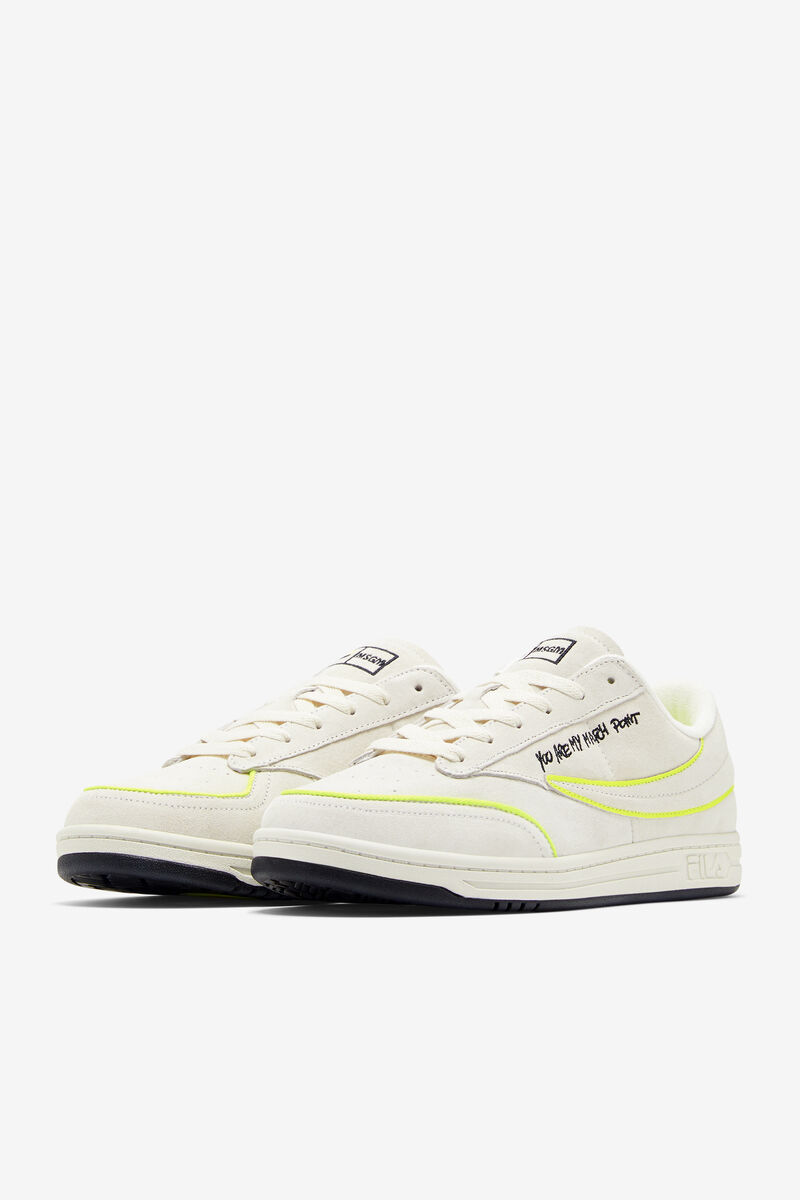 Fila Tennis 88 Premium X Msgm Designer Sneakers | Fila White / Black / Yellow | jCflfaGXbpl