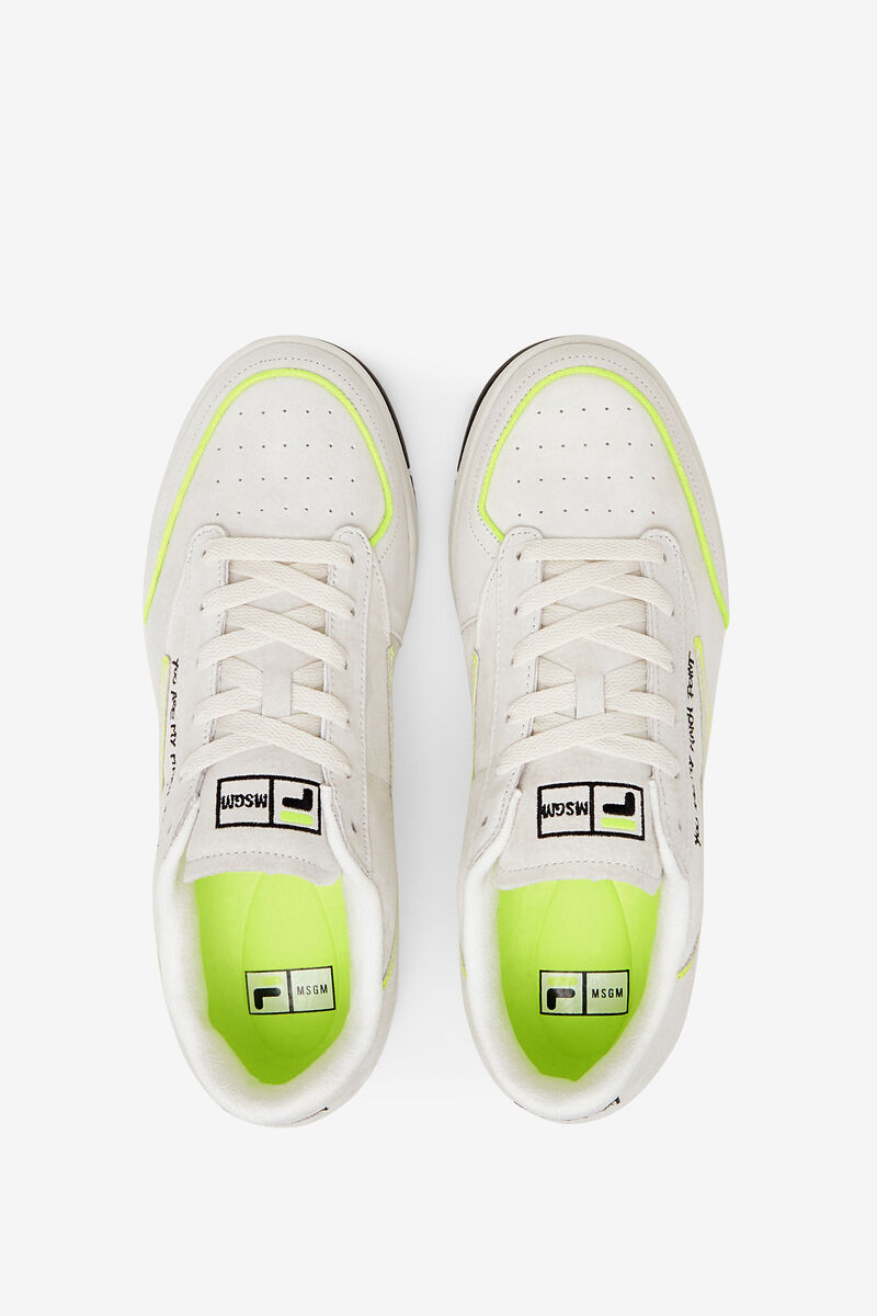 Fila Tennis 88 Premium X Msgm Designer Sneakers | Fila White / Black / Yellow | jCflfaGXbpl