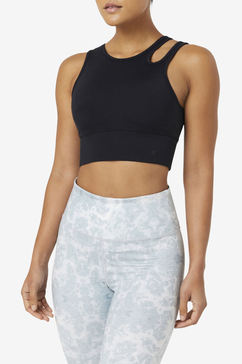 Fila Uplift Slice Crop Bra Top Black | 9ppCztSZbYc