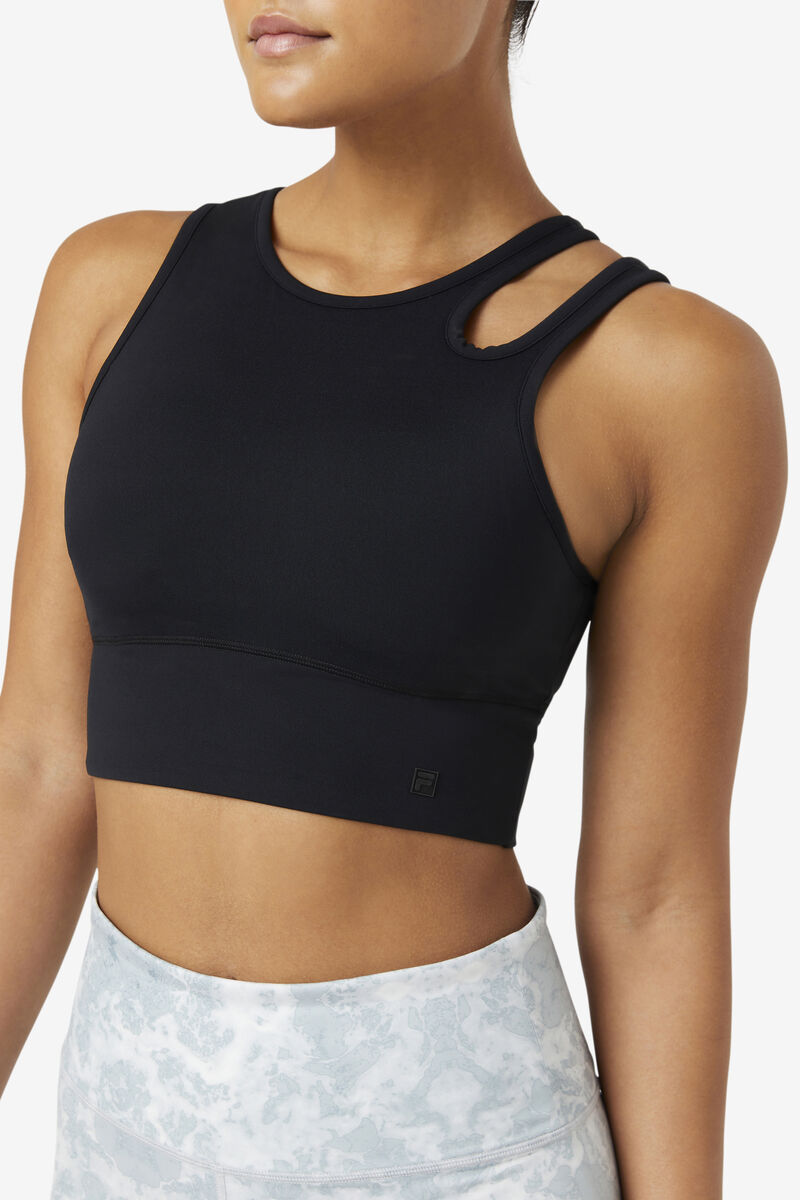 Fila Uplift Slice Crop Bra Top Black | 9ppCztSZbYc