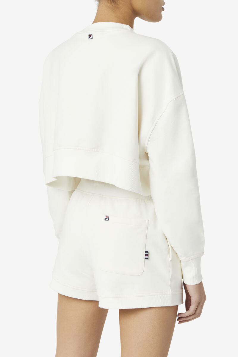 Fila Vitalia Cropped Crew White / Navy | YoDdbnY7L13