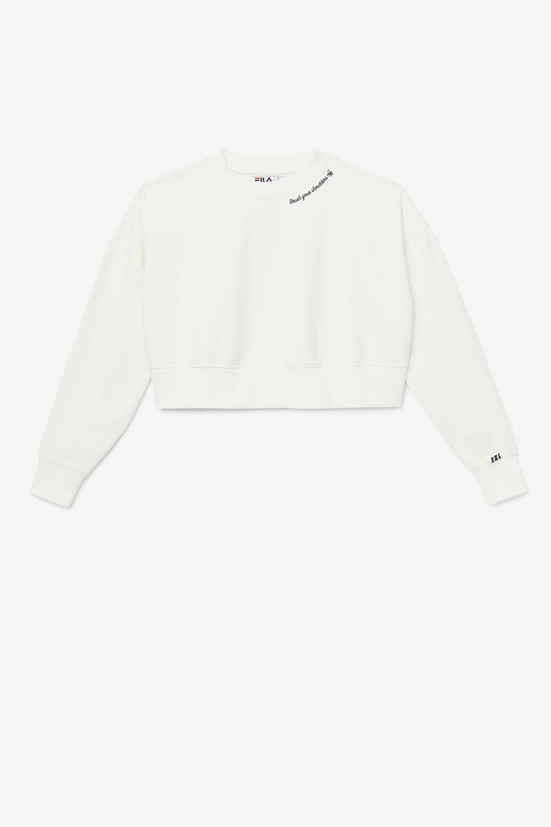 Fila Vitalia Cropped Crew White / Navy | YoDdbnY7L13