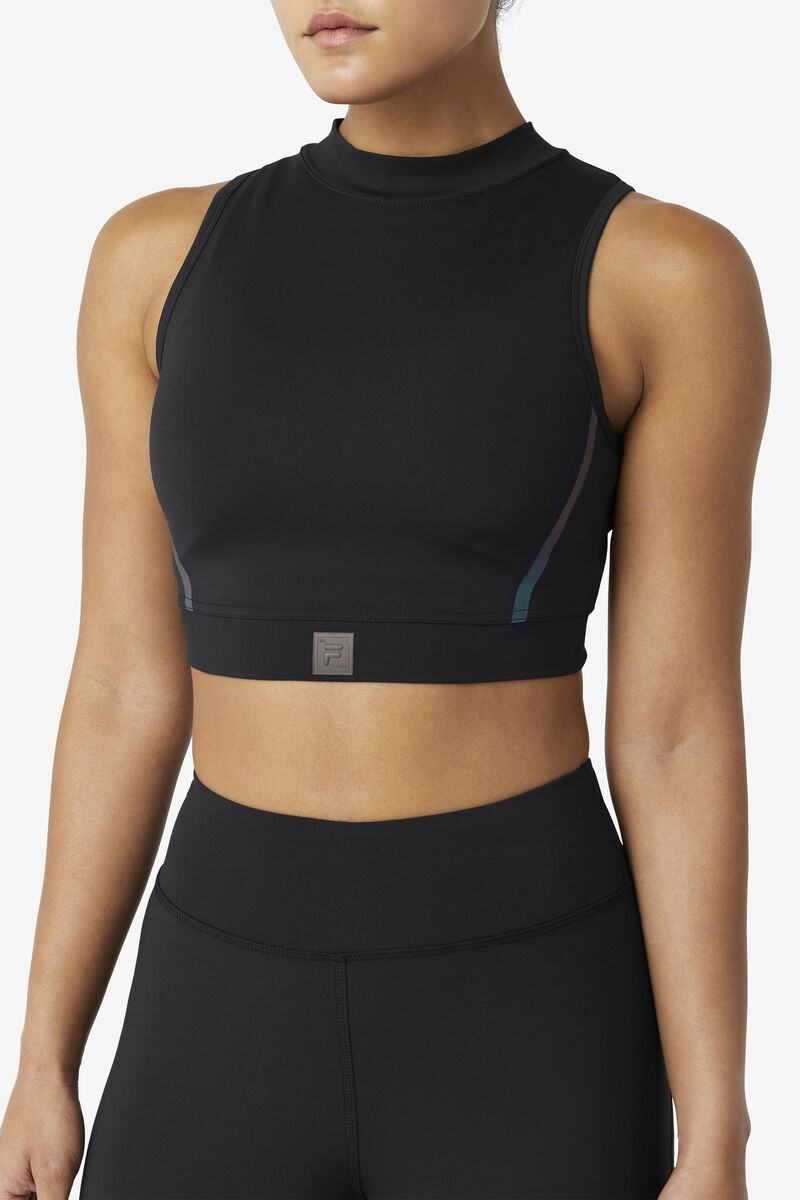 Fila Zola Crop Top Black | kqDFeAZJfQd